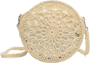Fashion Hollow Out Shoulder Bags Casual Straw Crossbody Small Round Purse Tassel Messenger Handbags Bolsa