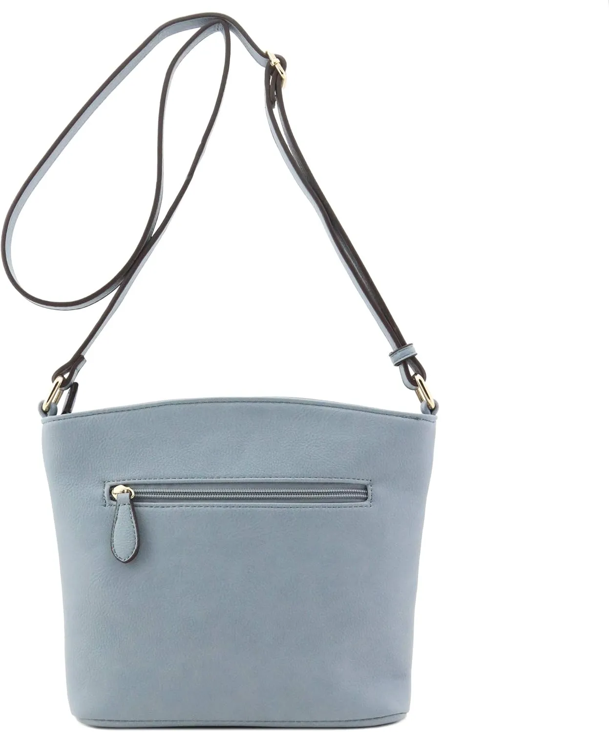 FashionPuzzle Triple Zipper Pocket Medium Crossbody Bag