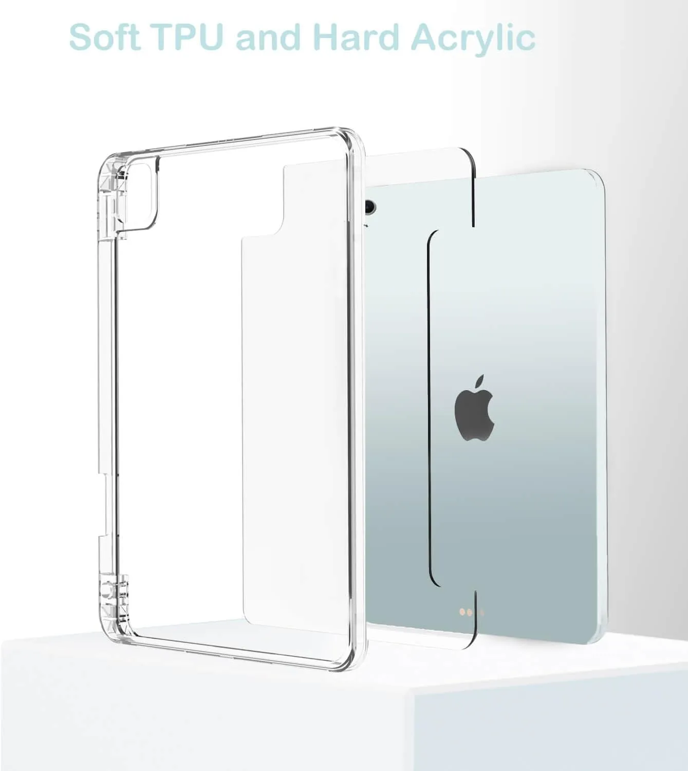 Feams for iPad Air 13 Inch Case M3 2025/M2 2024, Slim iPad Pro 12.9 Inch 6th/5th/4th Generation 2022/2021/2020 Case Clear Back Cover with Auto Sleep & Pencil Holder, Elegant Flowers