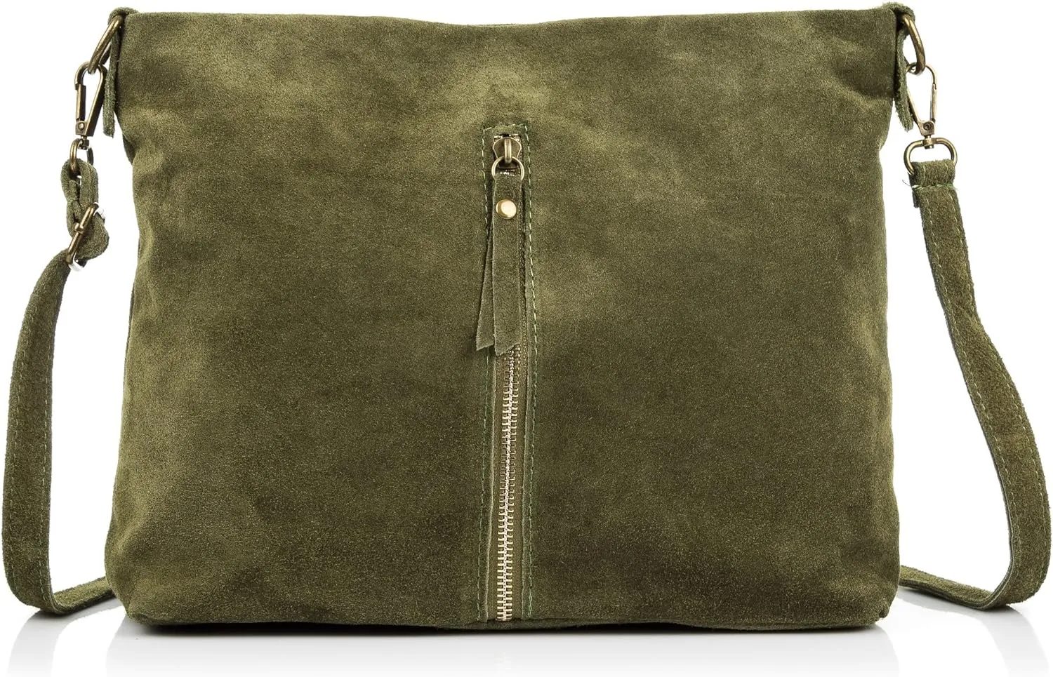 FIRENZE ARTEGIANI. Women's Genuine Leather Shoulder Bag Camoscio Finish Front Zip Pocket Shoulder Bag Women's Shoulder Bag Made in Italy. Vera Pelle Italiana