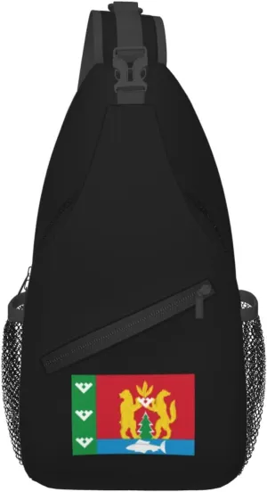 Flag of Krasnoselkupsky rayon (Yamal Nenetsia) Crossbody Bags For Women Men Chest Backpack Gym Shoulder Bag Travel Outdoor Sports Casual Crossbody Bags