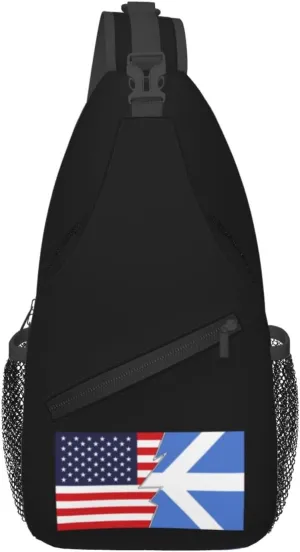 Flag Of Lawrence, Massachusetts And America Crossbody Bags For Women Men Chest Backpack Gym Shoulder Bag Travel Outdoor Sports Casual Crossbody Bags