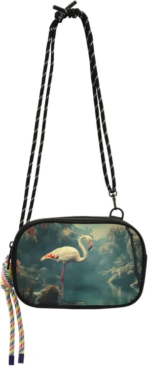 Flamingos Lake Print Crossbody Handbags for Women Walking, Hiking Lightweight Shoulder Phone Purse