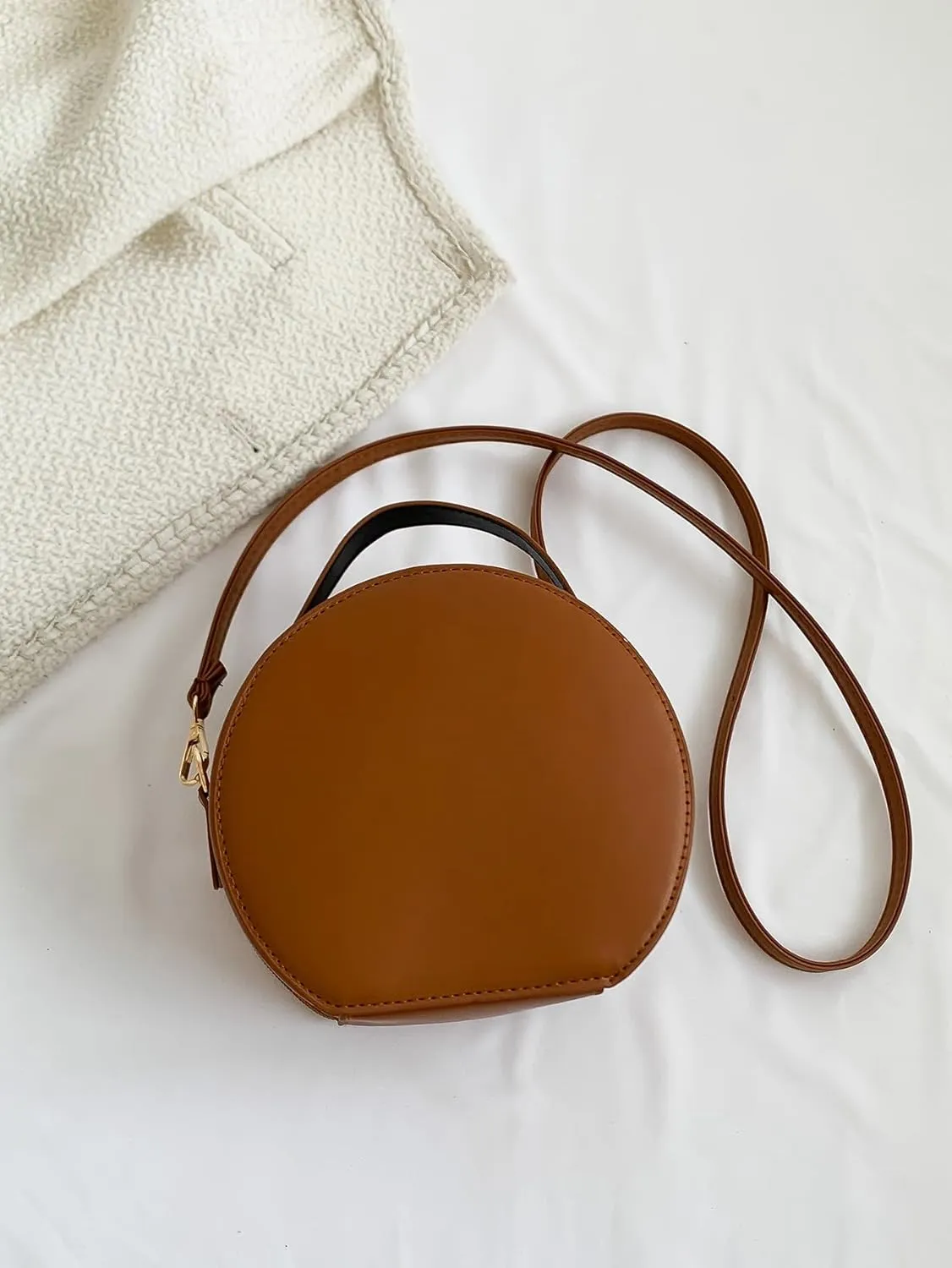 Floerns Women's Small Crossbody Bag Round Bag Crocodile Leather Circle Handbag