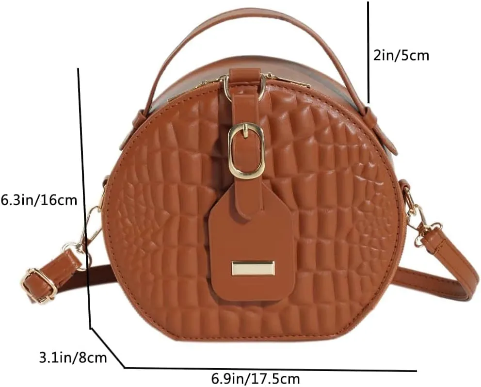 Floerns Women's Small Crossbody Bag Round Bag Crocodile Leather Circle Handbag