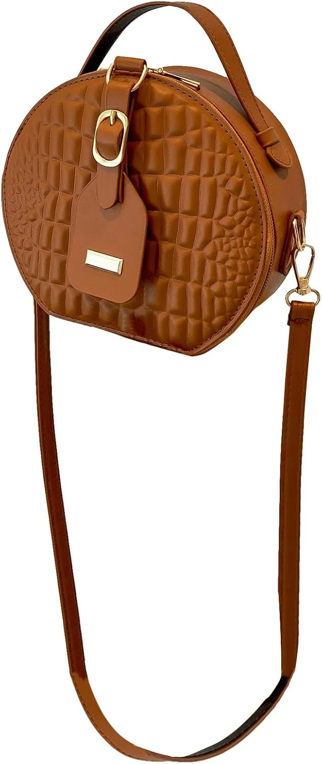 Floerns Women's Small Crossbody Bag Round Bag Crocodile Leather Circle Handbag
