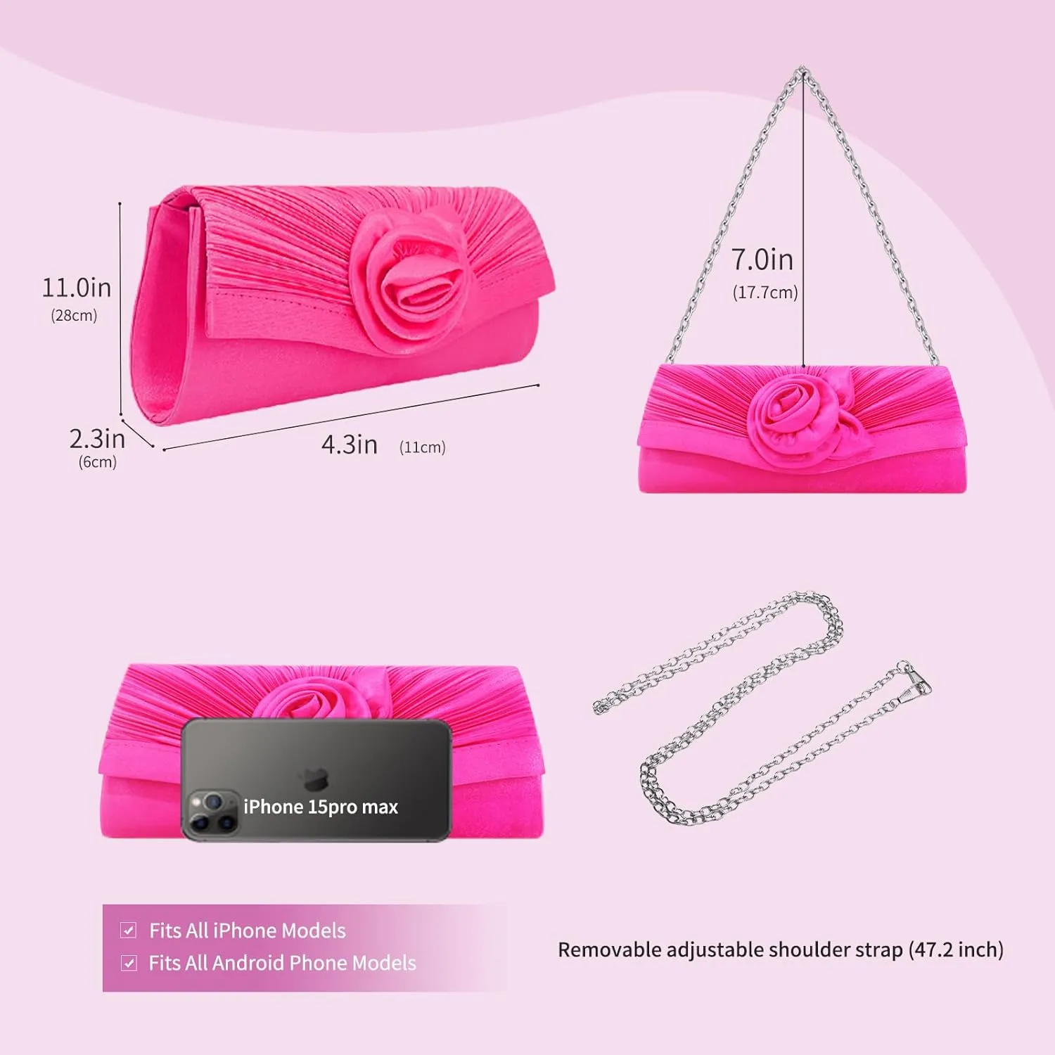 Floral Clutch Purses for Women Clutch Evening Bag Party Prom Handbags Bride Purse