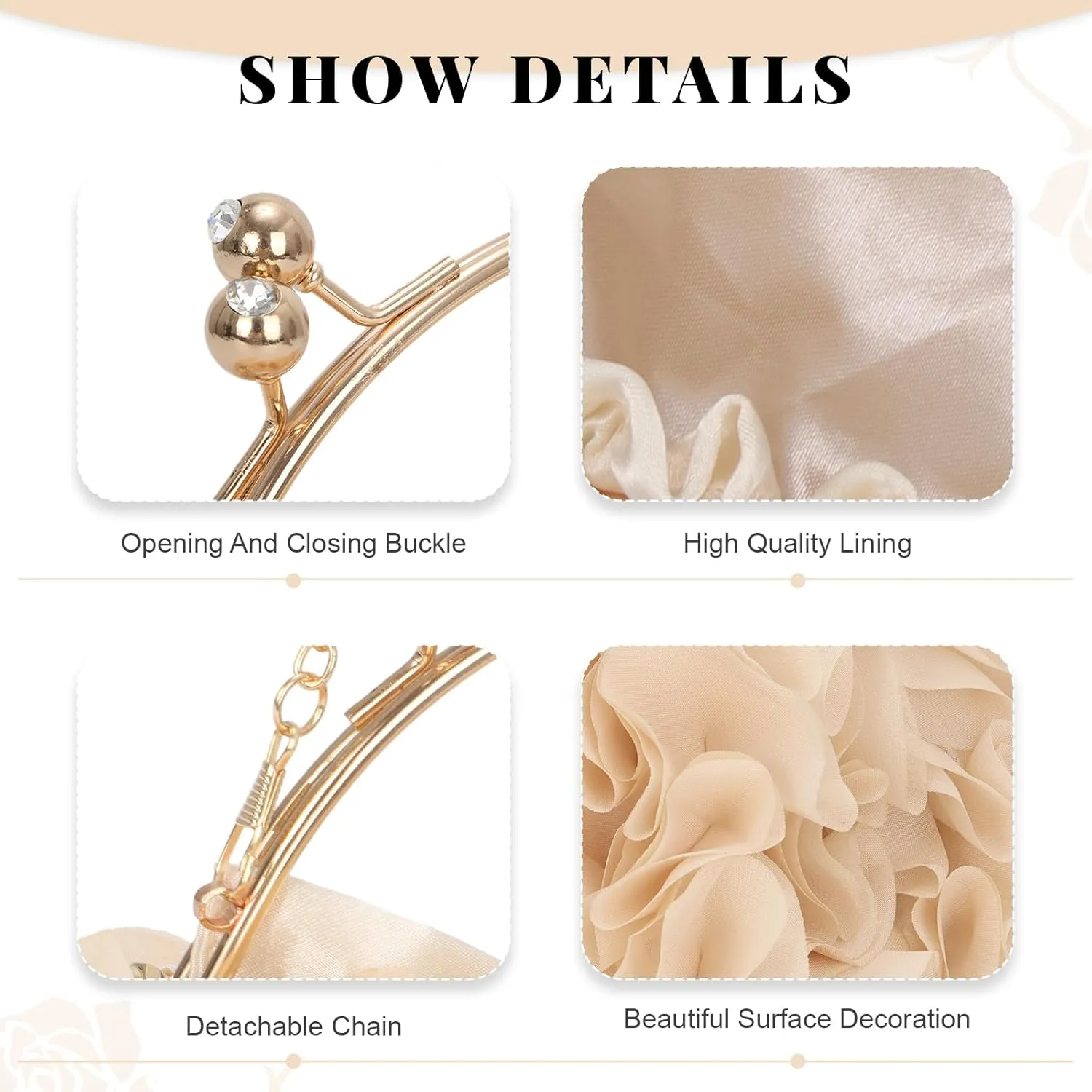 Floral Clutch Purses for Women Flower Evening Bag Wedding Purse Party Prom Handbags