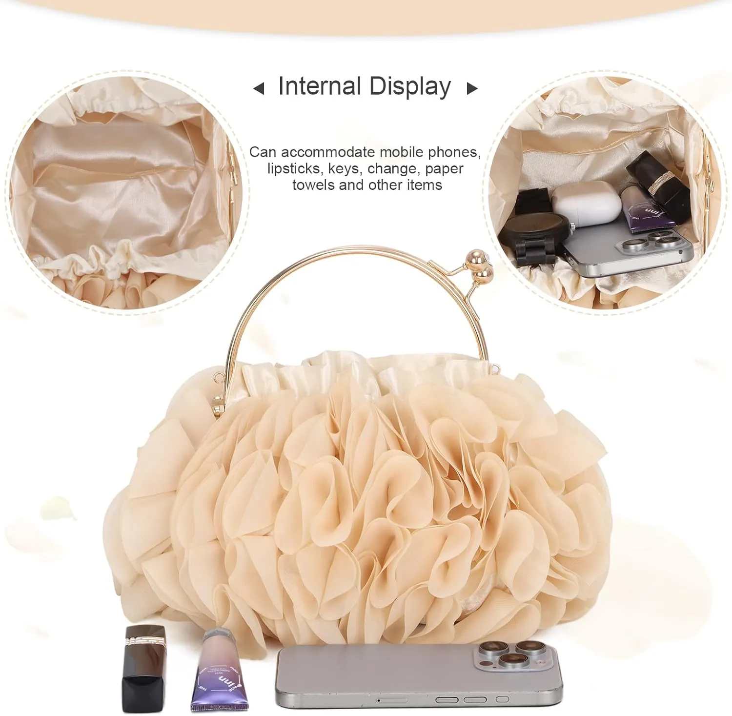Floral Clutch Purses for Women Flower Evening Bag Wedding Purse Party Prom Handbags
