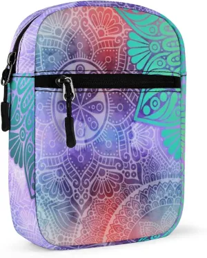 Floral Flowers Ethnic Islamic, Arabic, Indian, Ottoman Motifs Adjustable Fanny Waist Pack Pouch, Waterproof Crossbody Runners Bag Wallet for Gym Hiking Fitness Women Men 6.1 x 2.2 x 7.9 inch