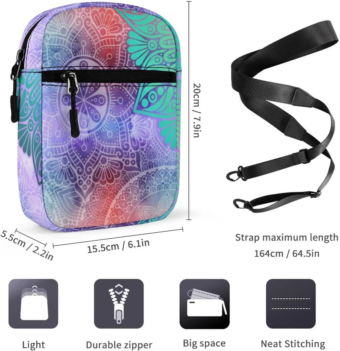 Floral Flowers Ethnic Islamic, Arabic, Indian, Ottoman Motifs Adjustable Fanny Waist Pack Pouch, Waterproof Crossbody Runners Bag Wallet for Gym Hiking Fitness Women Men 6.1 x 2.2 x 7.9 inch