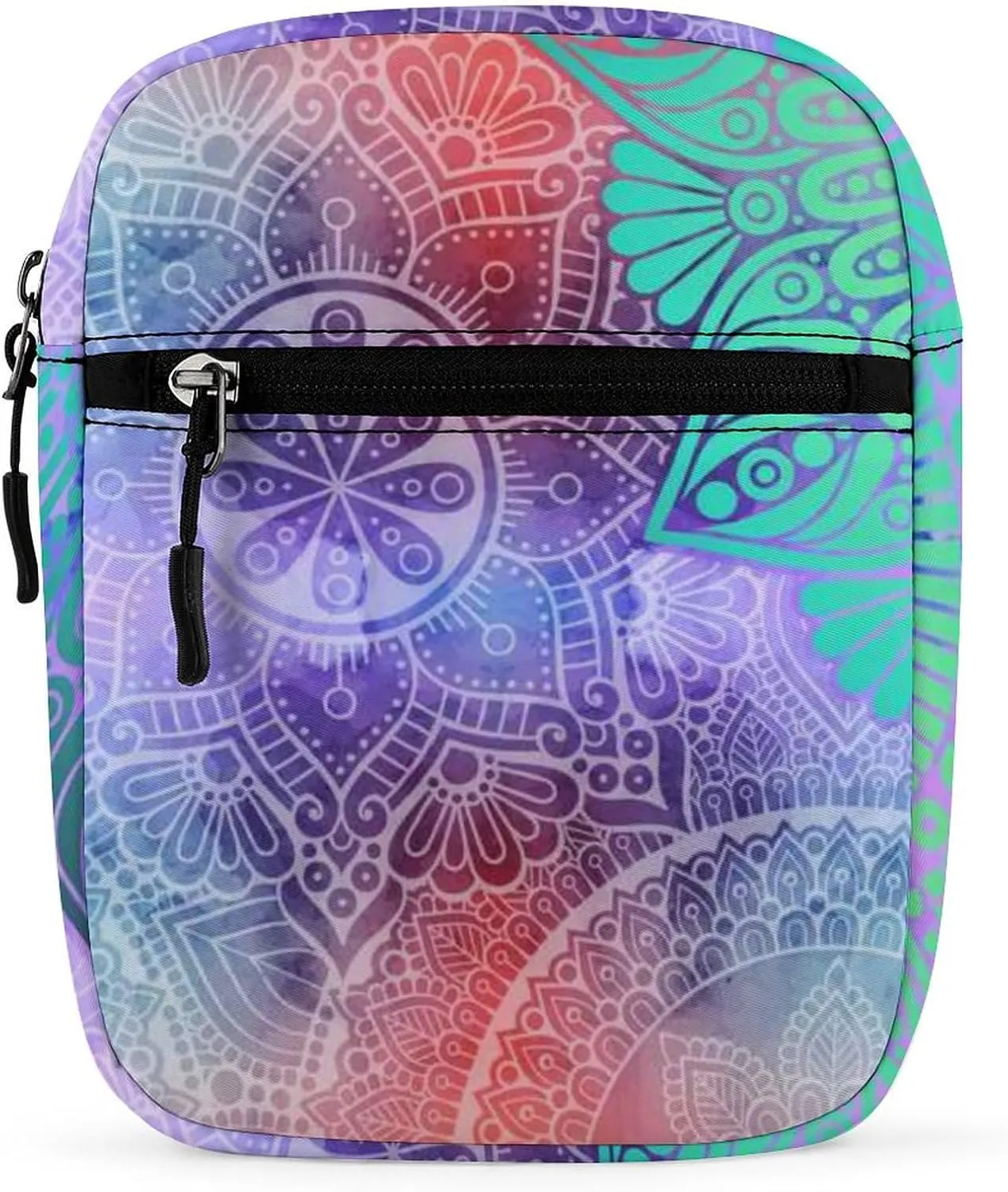 Floral Flowers Ethnic Islamic, Arabic, Indian, Ottoman Motifs Adjustable Fanny Waist Pack Pouch, Waterproof Crossbody Runners Bag Wallet for Gym Hiking Fitness Women Men 6.1 x 2.2 x 7.9 inch