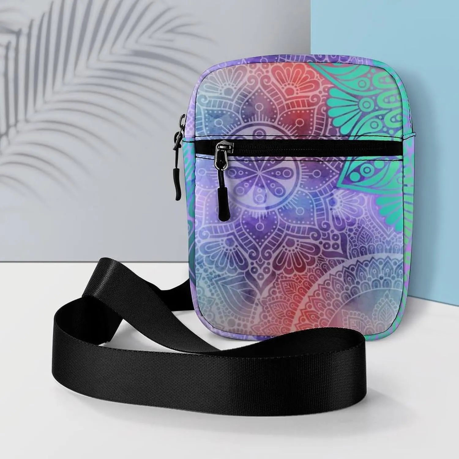 Floral Flowers Ethnic Islamic, Arabic, Indian, Ottoman Motifs Adjustable Fanny Waist Pack Pouch, Waterproof Crossbody Runners Bag Wallet for Gym Hiking Fitness Women Men 6.1 x 2.2 x 7.9 inch