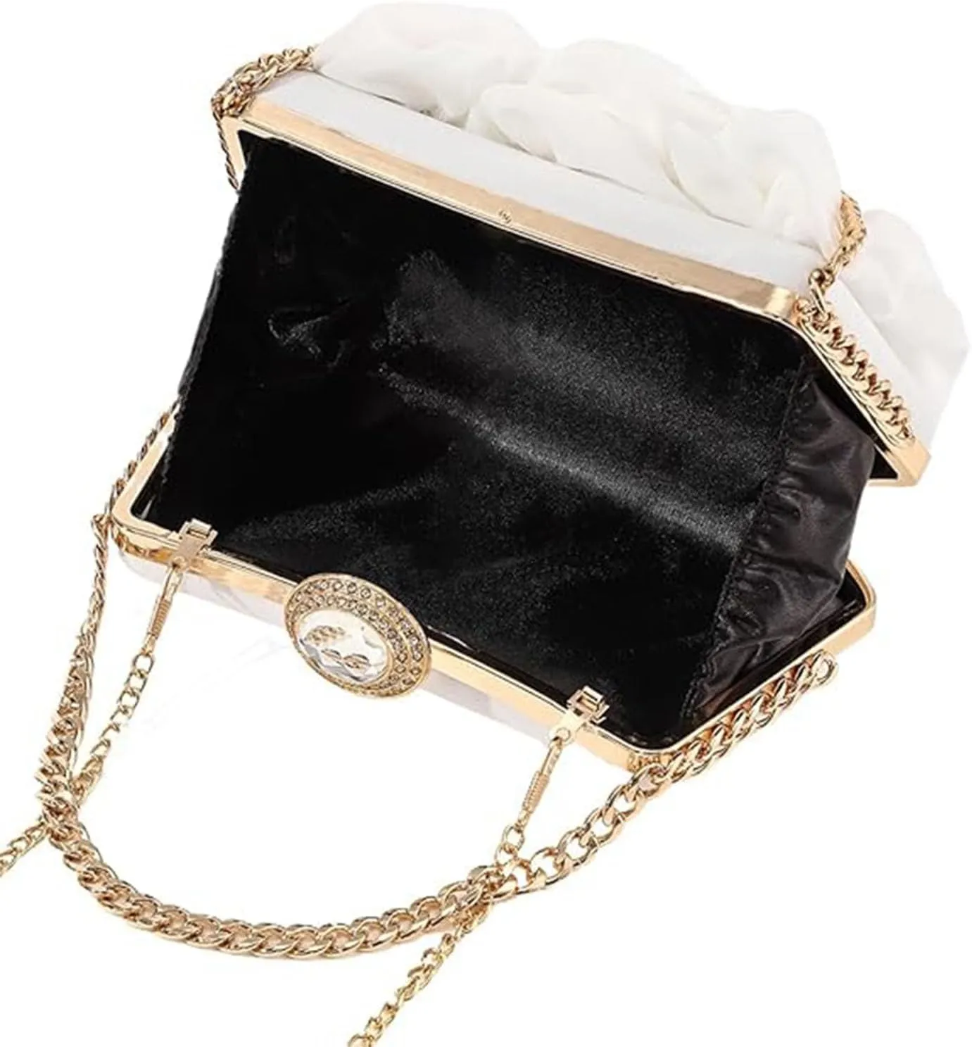 Floral Satin Clutch Purse - Elegant Flower Evening Bag for Party Prom, Wedding Bride Handbag