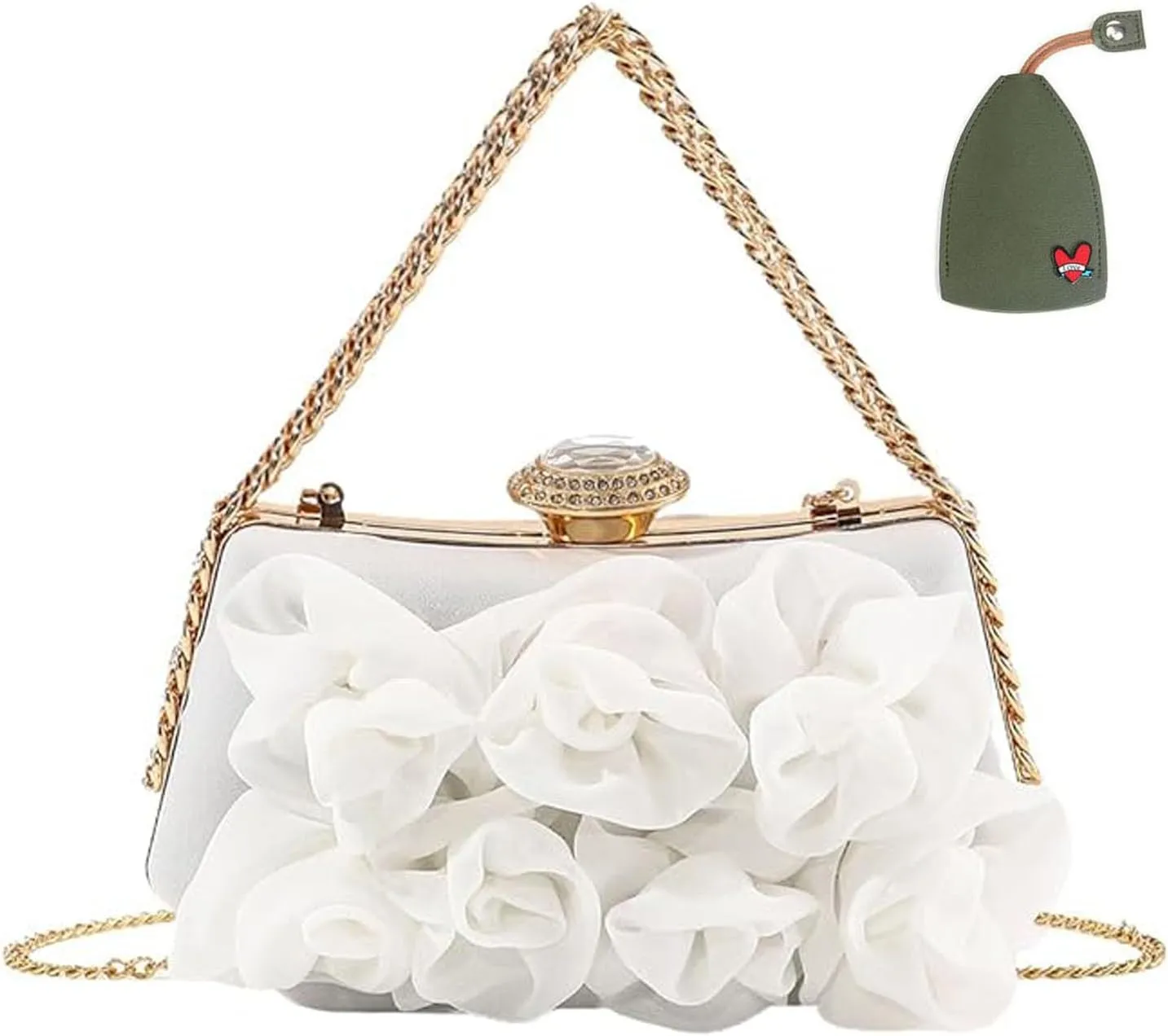 Floral Satin Clutch Purse - Elegant Flower Evening Bag for Party Prom, Wedding Bride Handbag