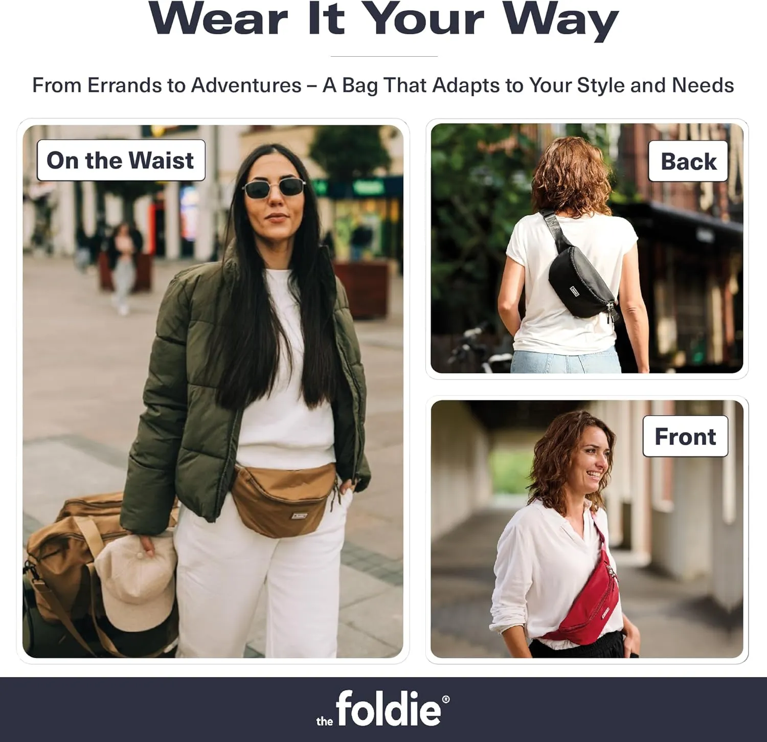 Foldable Crossbody Bags for Women & Men - Anti-Theft RFID-Safe Fanny Pack with Smart Lockable Zippers and Cut-Resistant Strap - Lightweight Waist Pack for Travel & Everyday Use - Red