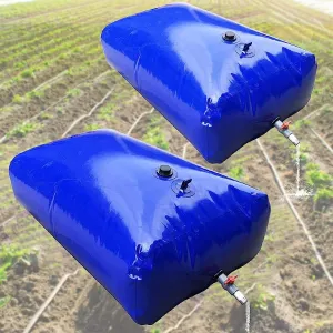 Foldable Water Tank 2Pcs Large Capacity Water Storage Bladder ，Collapsible Water Bladder Tanks Portable Water Bag Container for Camping Farm Drought Resistance，Blue (Size : 800L)