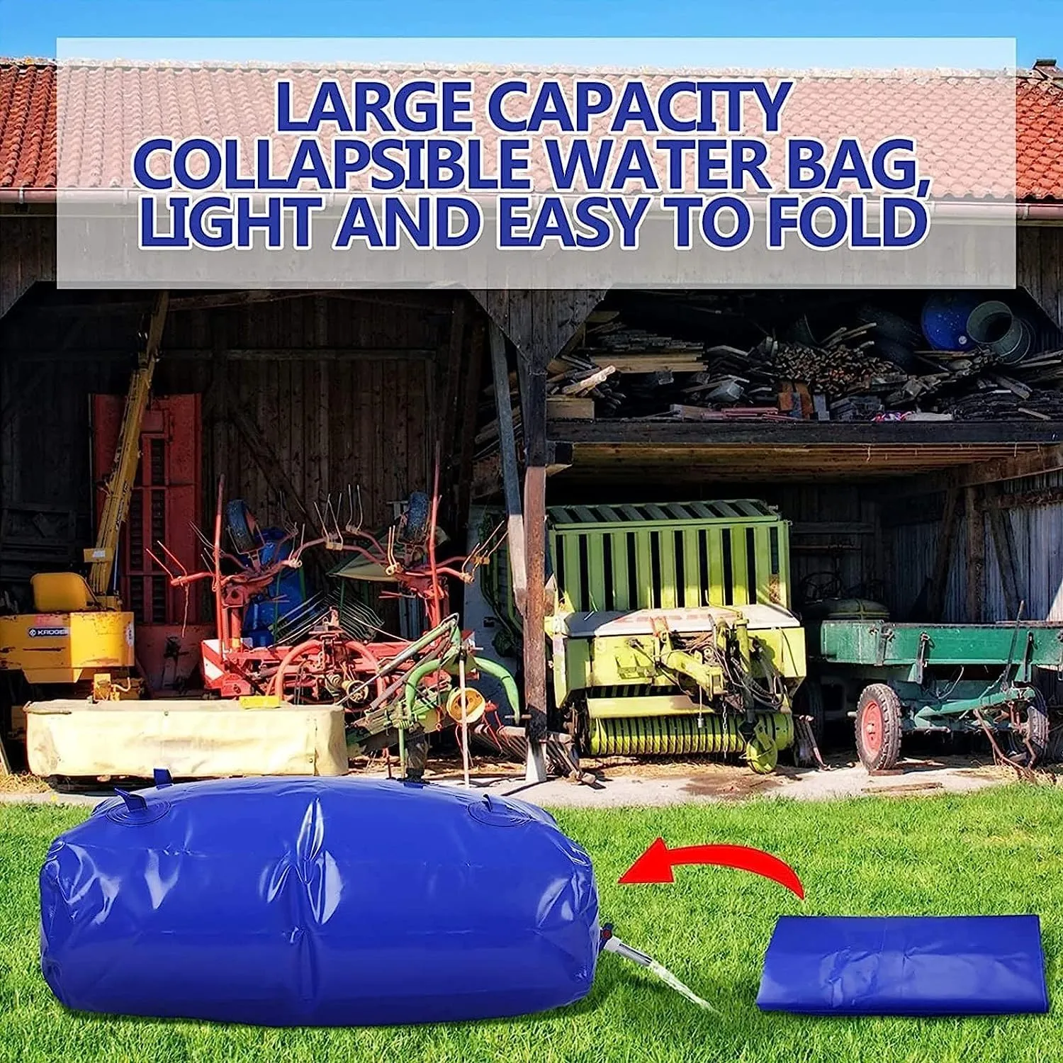 Foldable Water Tank 2Pcs Large Capacity Water Storage Bladder ，Collapsible Water Bladder Tanks Portable Water Bag Container for Camping Farm Drought Resistance，Blue (Size : 800L)