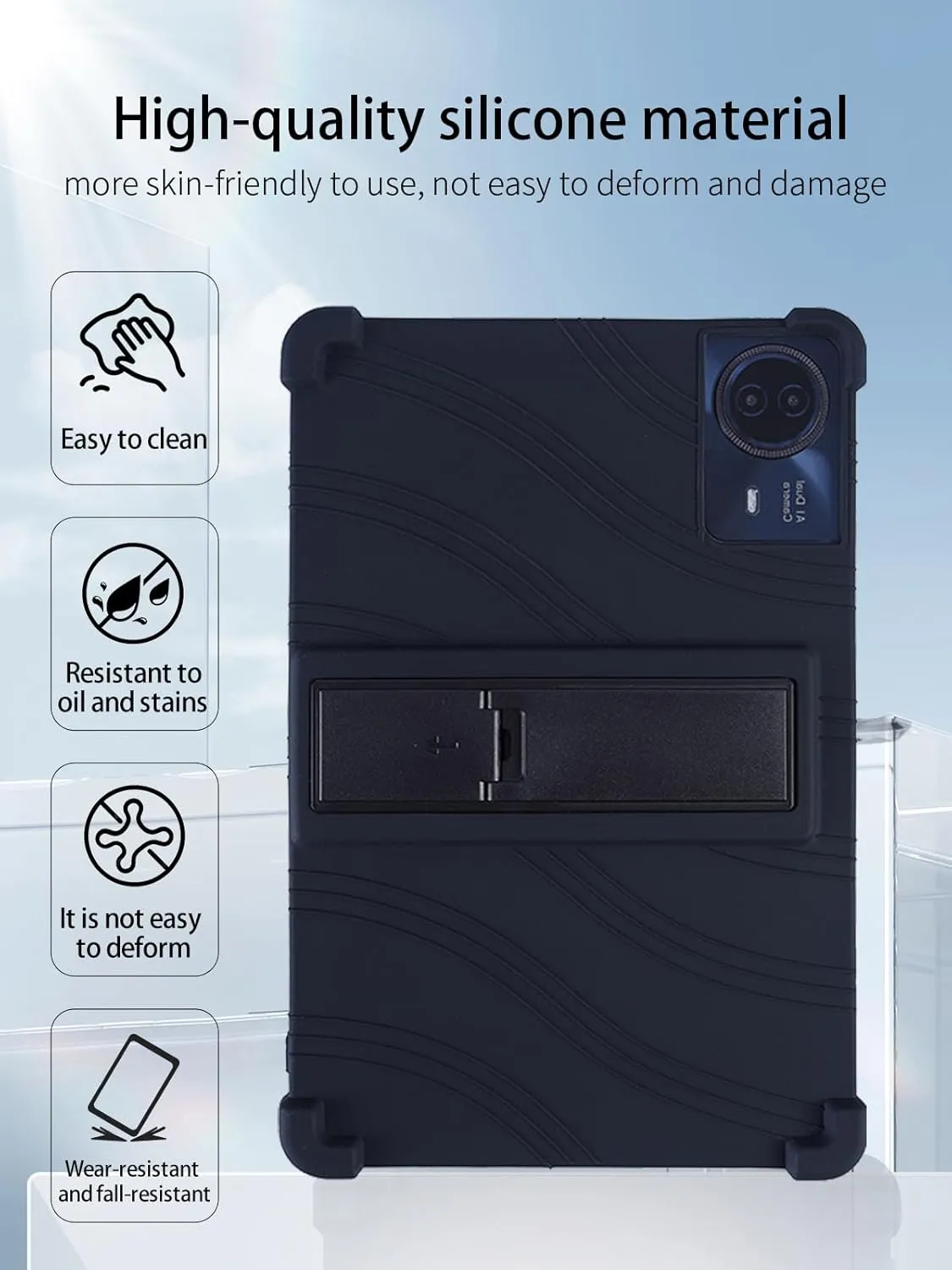 for TECLAST T65max 13 Inches Android 14 Tablet 2024 New Tablet Model Case,Soft Silicone Adjustable Stand Cover Lightweight Kids Friendly,Black.