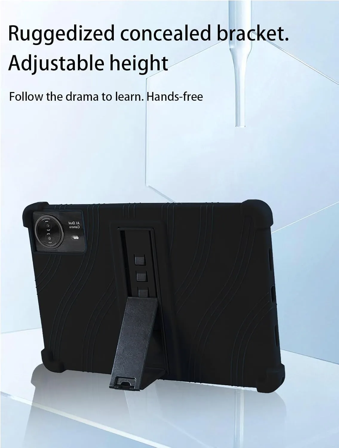 for TECLAST T65max 13 Inches Android 14 Tablet 2024 New Tablet Model Case,Soft Silicone Adjustable Stand Cover Lightweight Kids Friendly,Black.