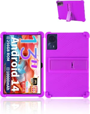 for TECLAST T65max 13 Inches Android 14 Tablet 2024 New Tablet Model Case,Soft Silicone Adjustable Stand Cover Lightweight Kids Friendly,Purple.