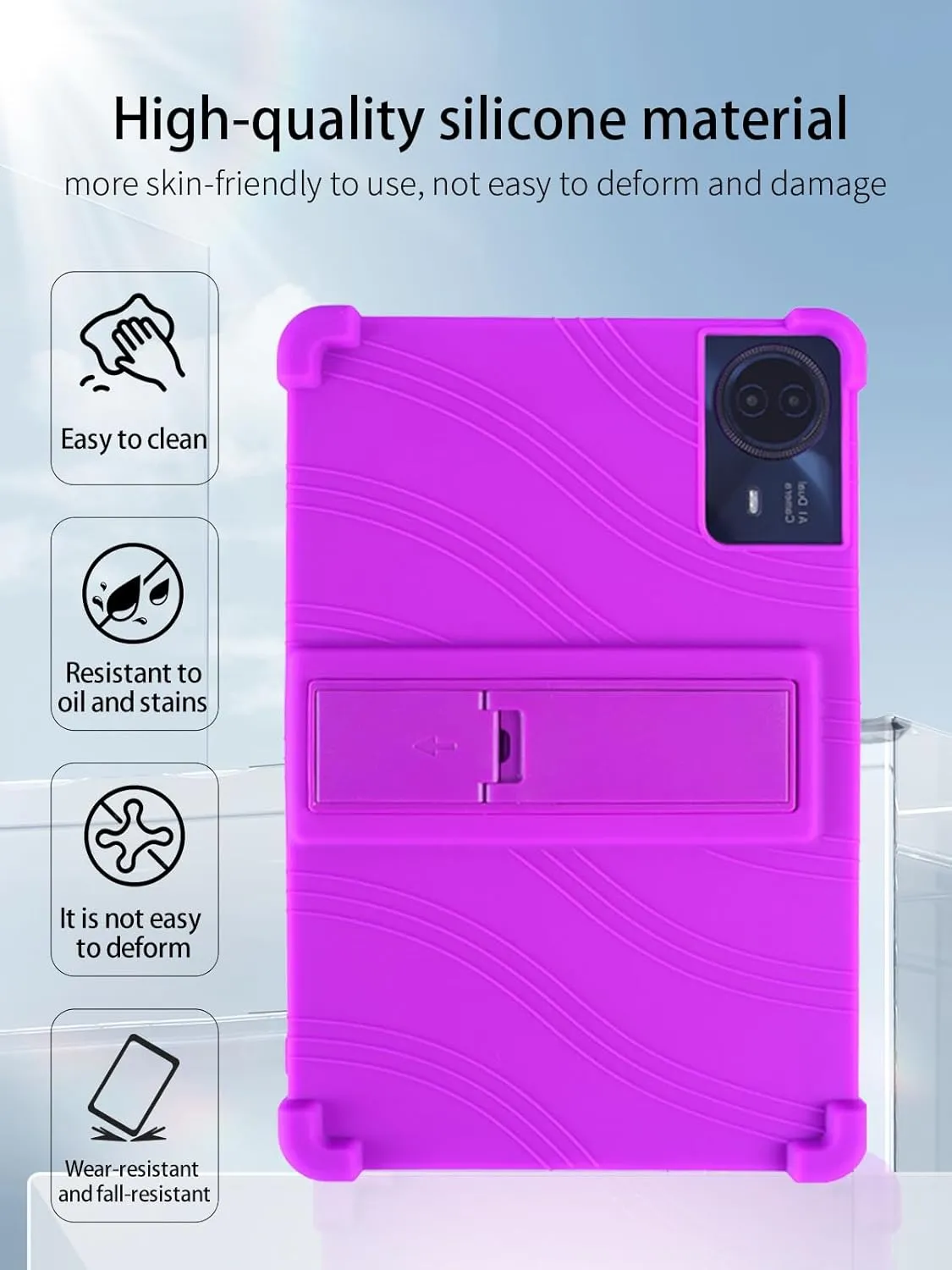 for TECLAST T65max 13 Inches Android 14 Tablet 2024 New Tablet Model Case,Soft Silicone Adjustable Stand Cover Lightweight Kids Friendly,Purple.