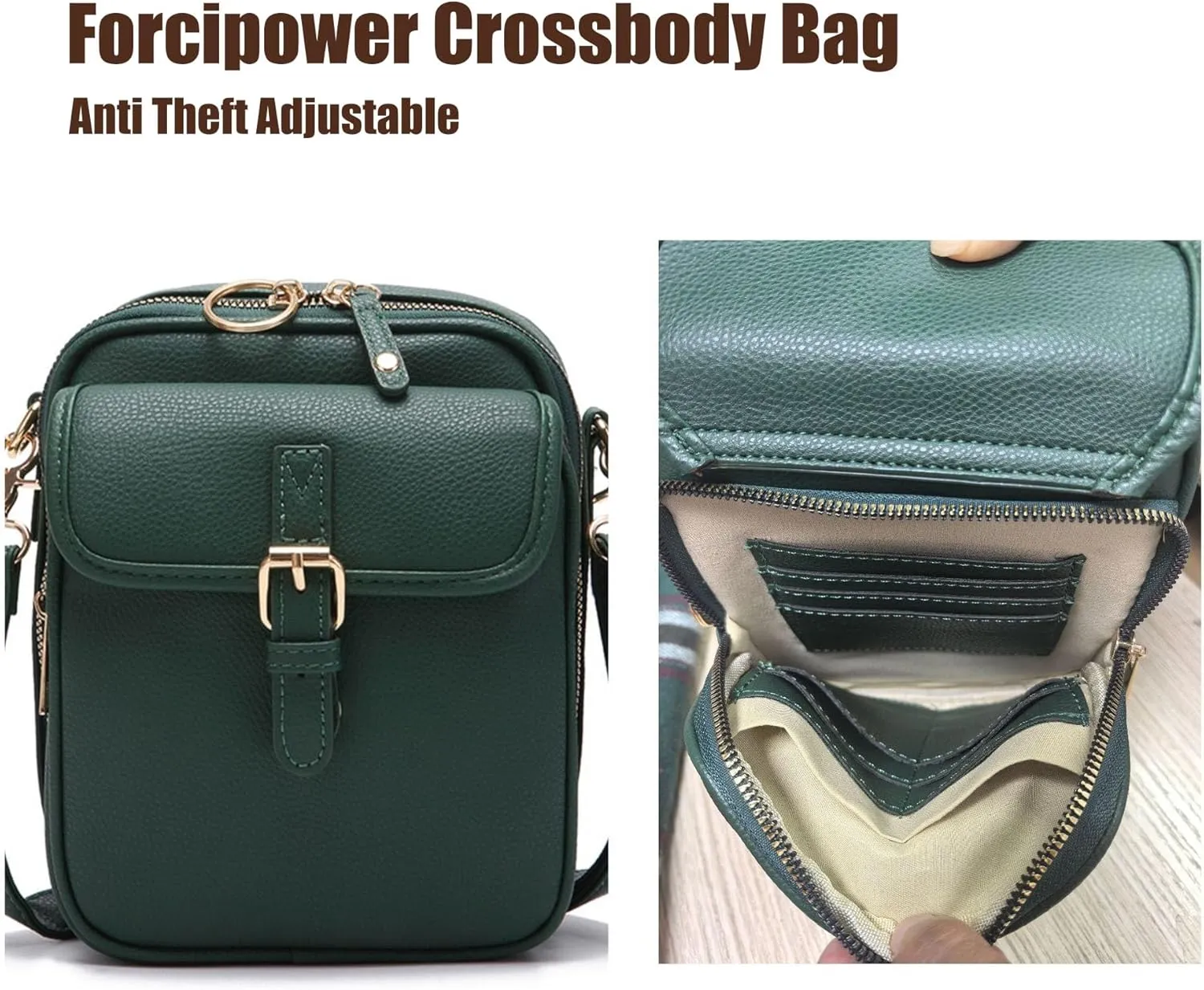 Forcipower Crossbody Bag, Collaboraten1 Adjustable Leather Urvashi Bag, Women Mini Shoulder 10 Card Slots