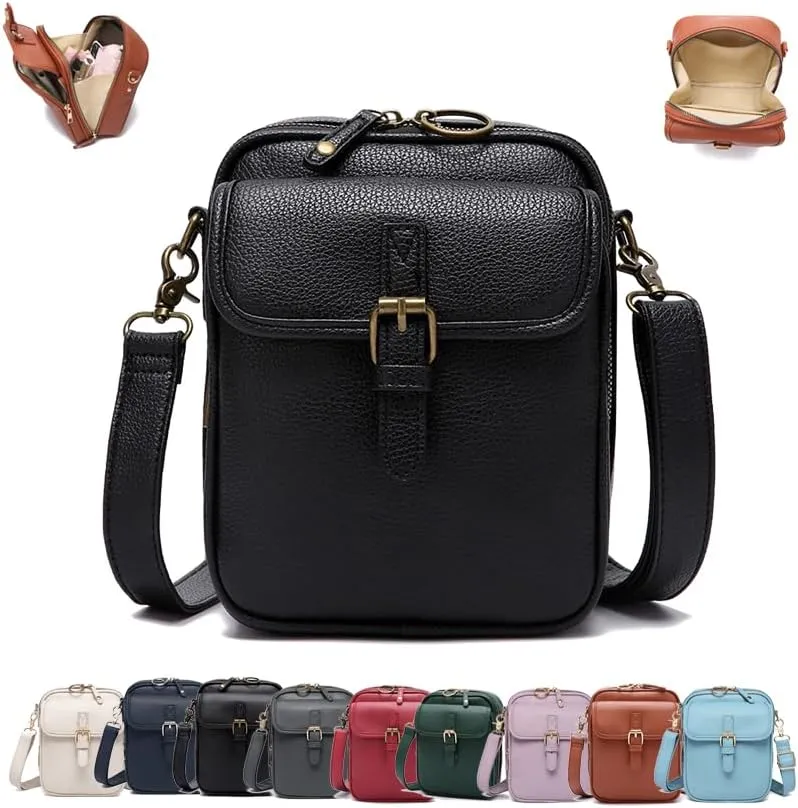 Forcipower Crossbody Bag, Collaboraten1 Crossbody Leather Bag, Vintage Shoulder Handbag with Card Slots