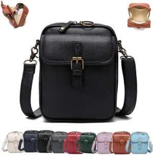 Forcipower Crossbody Bag, Collaboraten1 Crossbody Leather Bag, Vintage Shoulder Handbag with Card Slots
