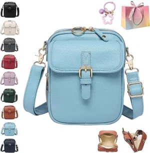 Forcipower Crossbody Bag, Crossbody Leather Bag, Vintage Leather Anti Theft Shoulder Bag with Adjustable Strap