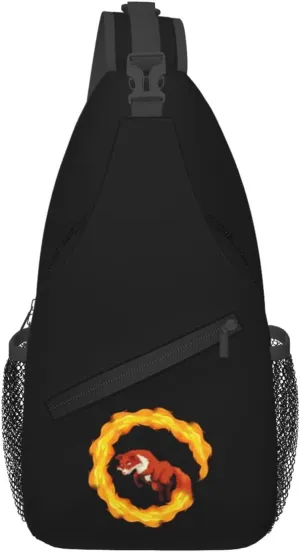 Fox Jumps Through The Ring Of Fire Crossbody Bags For Women Men Chest Backpack Gym Shoulder Bag Travel Outdoor Sports Casual Crossbody Bags