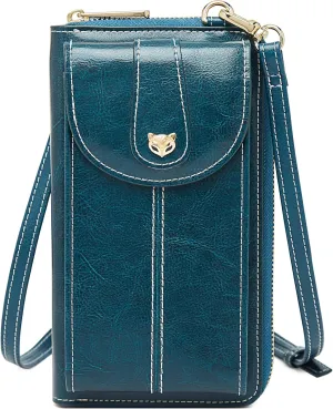 FOXLOVER Leather Small Crossbody Bags for Women RFID Blocking Cell Phone Purse with Credit Card Slots Wallet Shoulder Bag