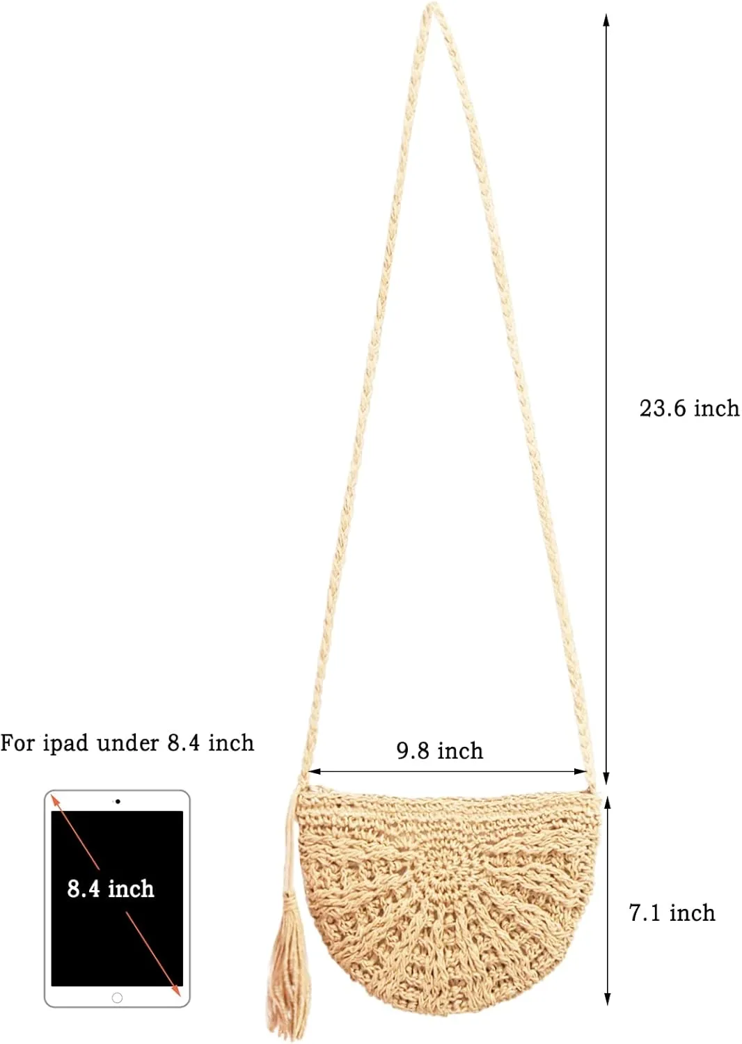 Fozehlad Women Straw Crossbody Purse Straw Clutch Bag Summer Beach Shoulder Handbag Woven Handmade Purse