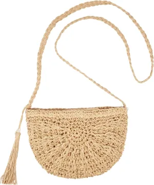 Fozehlad Women Straw Crossbody Purse Straw Clutch Bag Summer Beach Shoulder Handbag Woven Handmade Purse