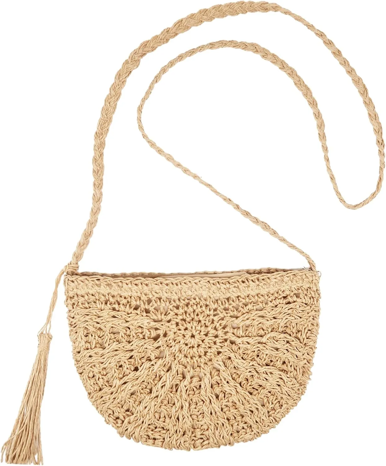 Fozehlad Women Straw Crossbody Purse Straw Clutch Bag Summer Beach Shoulder Handbag Woven Handmade Purse