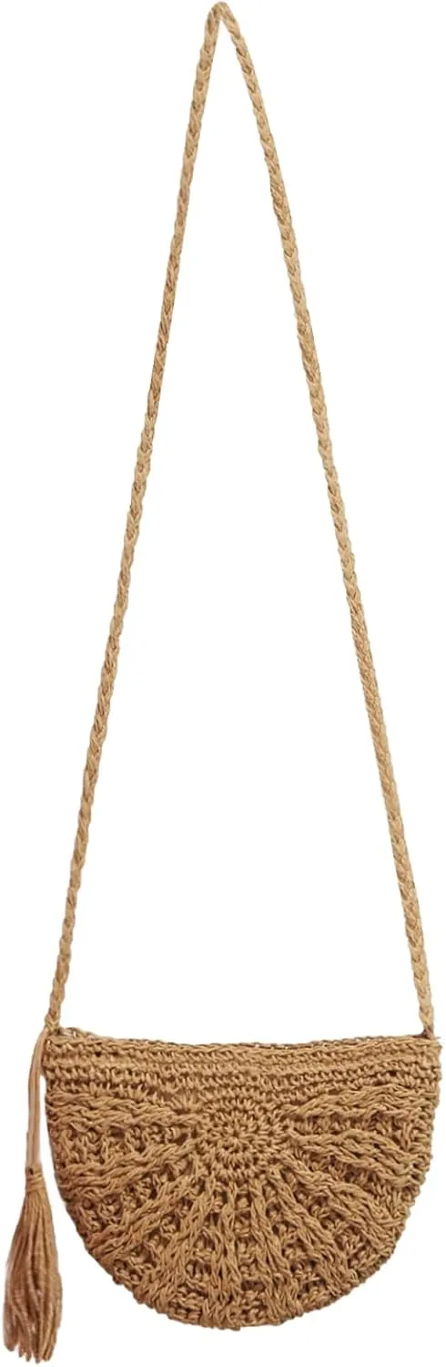 Fozehlad Women Straw Crossbody Purse Straw Clutch Bag Summer Beach Shoulder Handbag Woven Handmade Purse