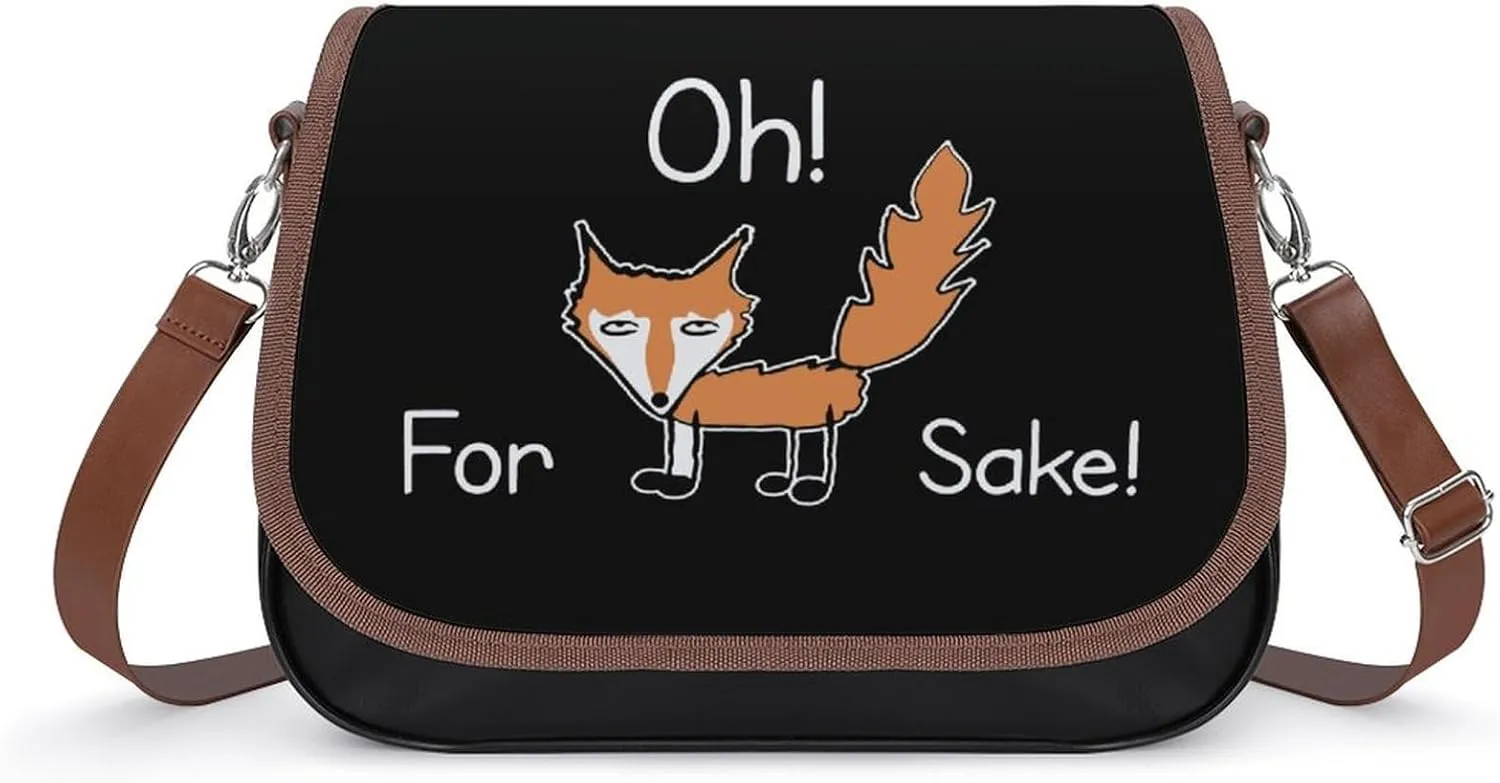 Funny Quote for Fox Sake Fashion Crossbody Bags Purses for Women Funny Printing Shoulder Handbags Gifts