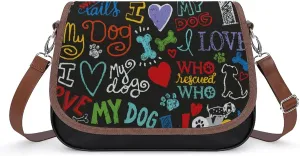 FunnyStar Animal Novelty I Love My Dog Print Ladies Shoulder Bags Crossbody Messenger Bag Cute Handbag PU Leather