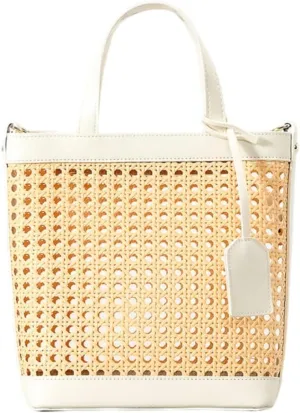 FUNSEED Handmade Rattan Handbag for Women Hollow Out Crossbody Woven Bag for Vacation