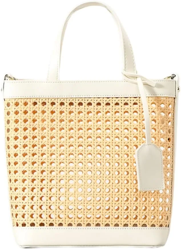 FUNSEED Handmade Rattan Handbag for Women Hollow Out Crossbody Woven Bag for Vacation