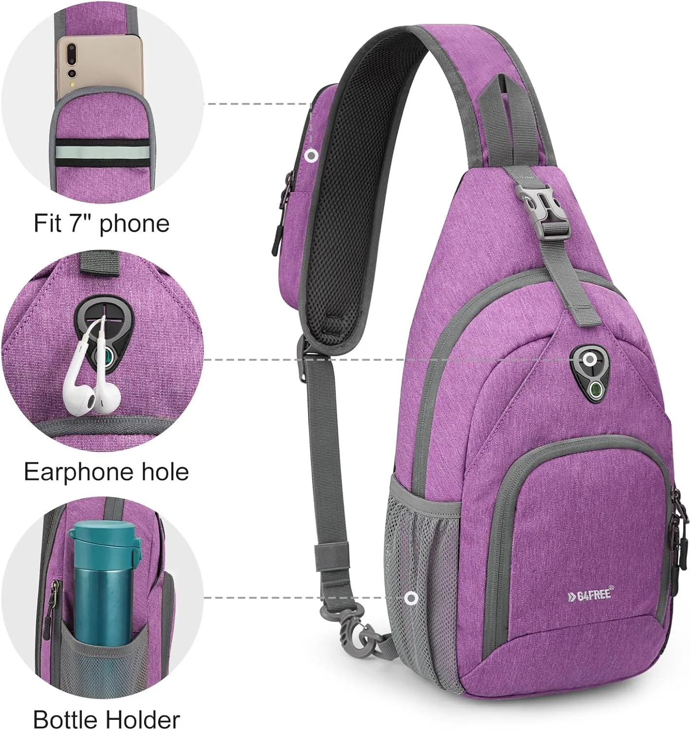 G4Free RFID Sling Bag Crossbody Backpack Small Chest Shoulder Bag Hiking Outdoor