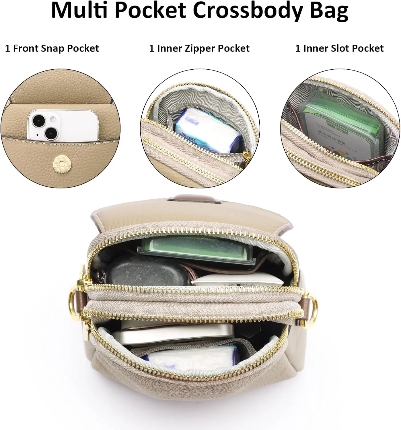 GAEKEAO Small Crossbody Bags for Women Leather Cell Phone Purse Bag Wallet with RFID Blocking Credit Card Slots