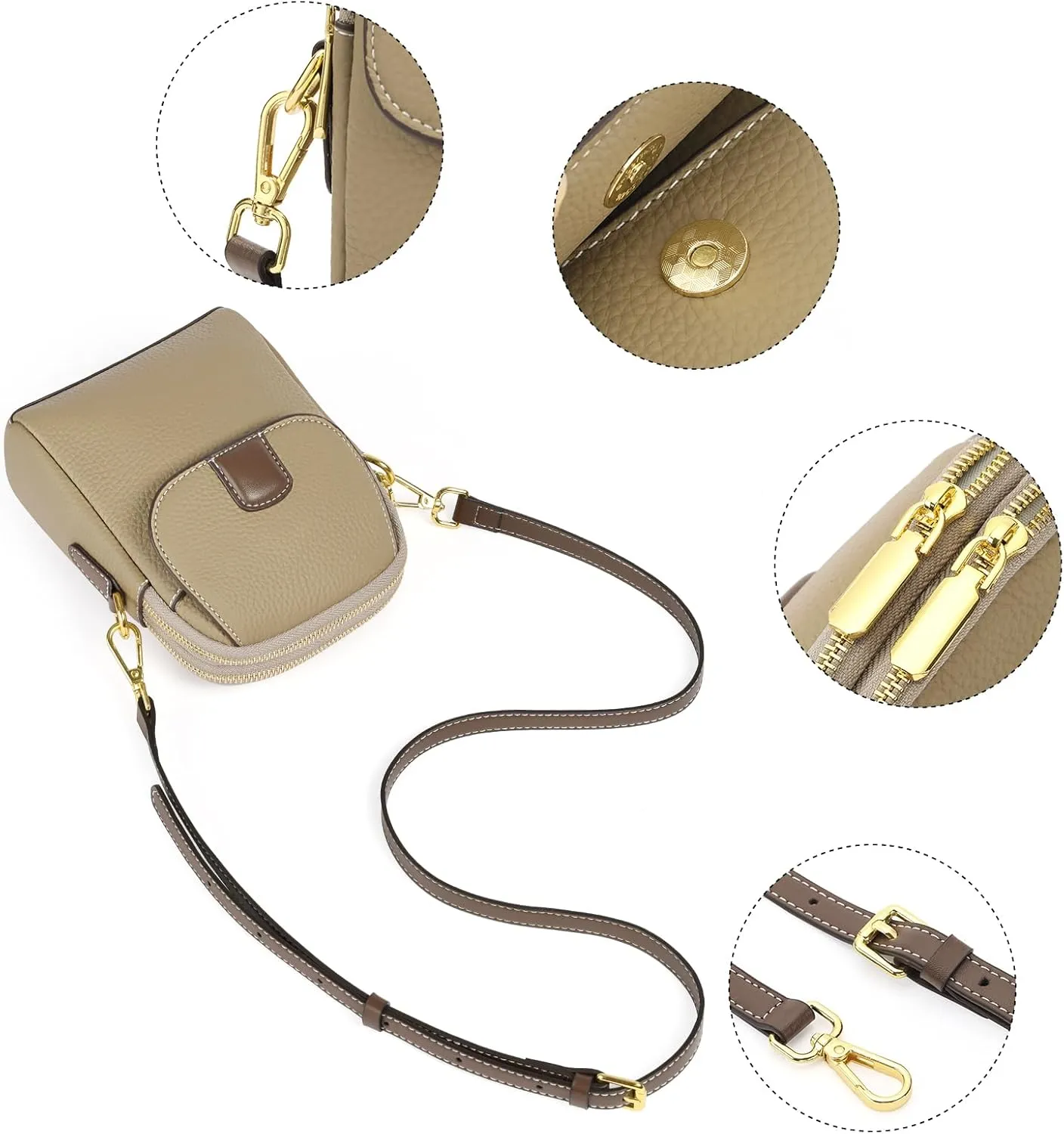 GAEKEAO Small Crossbody Bags for Women Leather Cell Phone Purse Bag Wallet with RFID Blocking Credit Card Slots