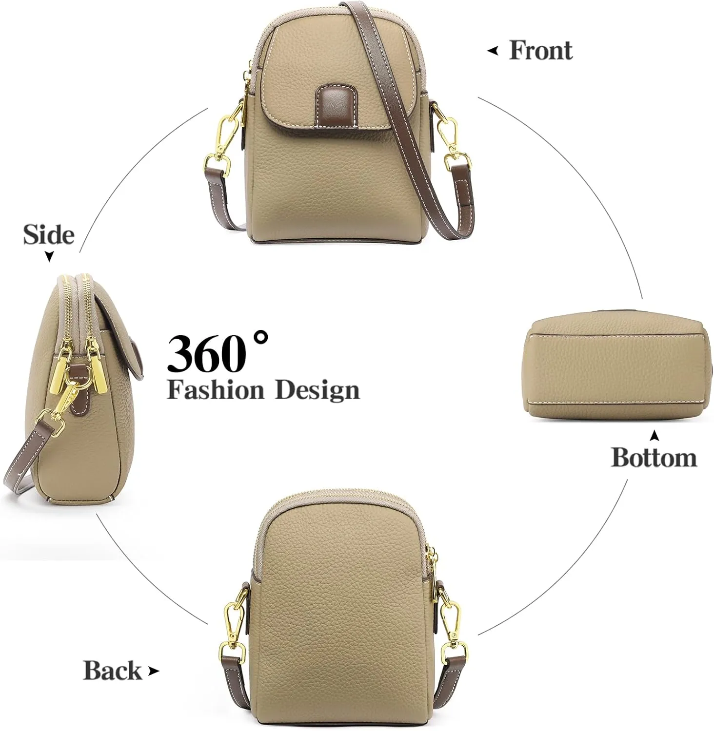 GAEKEAO Small Crossbody Bags for Women Leather Cell Phone Purse Bag Wallet with RFID Blocking Credit Card Slots
