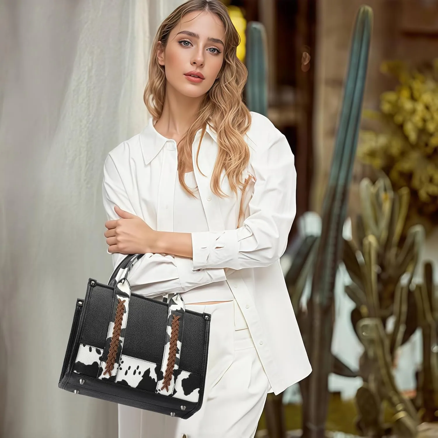 GAEKEAO Tote Bag for Women Western Cow Print Top Handle Satchel Handbags with Adjustable Shoulder Strap