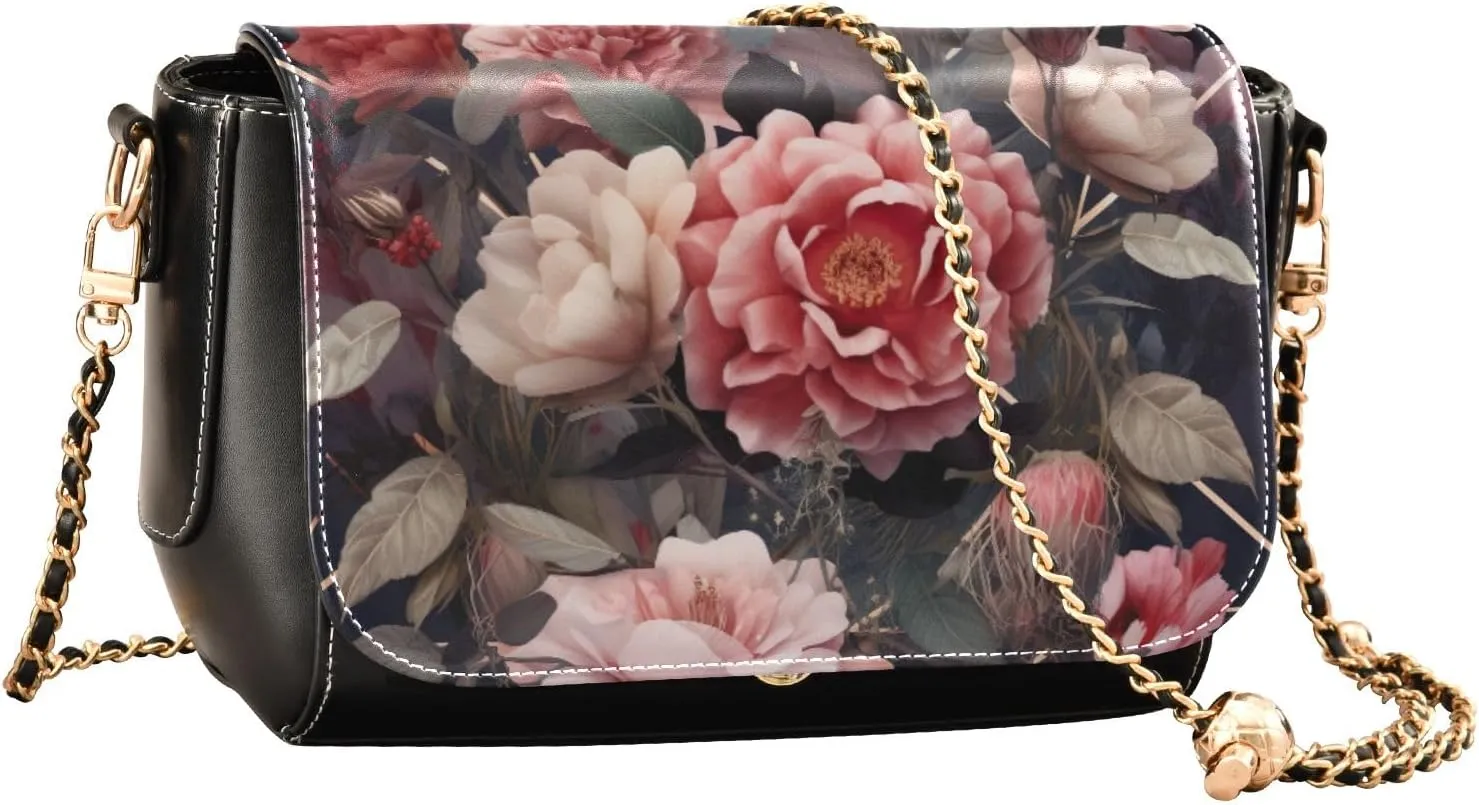 GAIGEO Botanical Beige Lemons Crossbody Purses for Women Leather, Leather Crossbody Bag with Flap, Leather Crossbody Bags