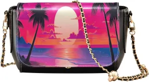 GAIGEO Colorful Mushrooms and Ferns Women's Shoulder Bags, Womens Leather Shoulder Bag, Leather Crossbody Travel Bags