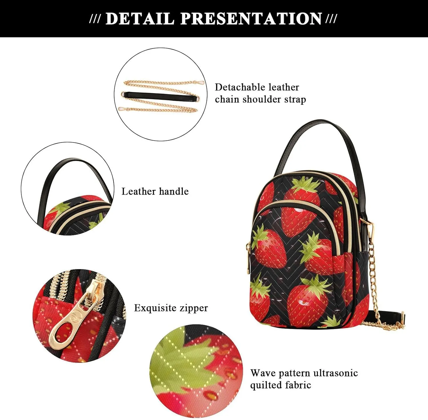 GAIGEO Colorful Tropical Leaves Crossbody Handbag with Chain Strap, Women's Crossbody Bag, Small Crossbody Purses for Women