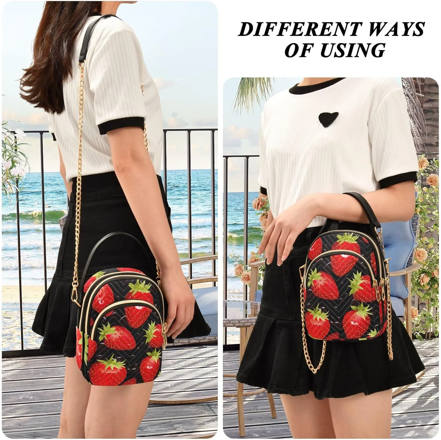 GAIGEO Colorful Tropical Leaves Crossbody Handbag with Chain Strap, Women's Crossbody Bag, Small Crossbody Purses for Women