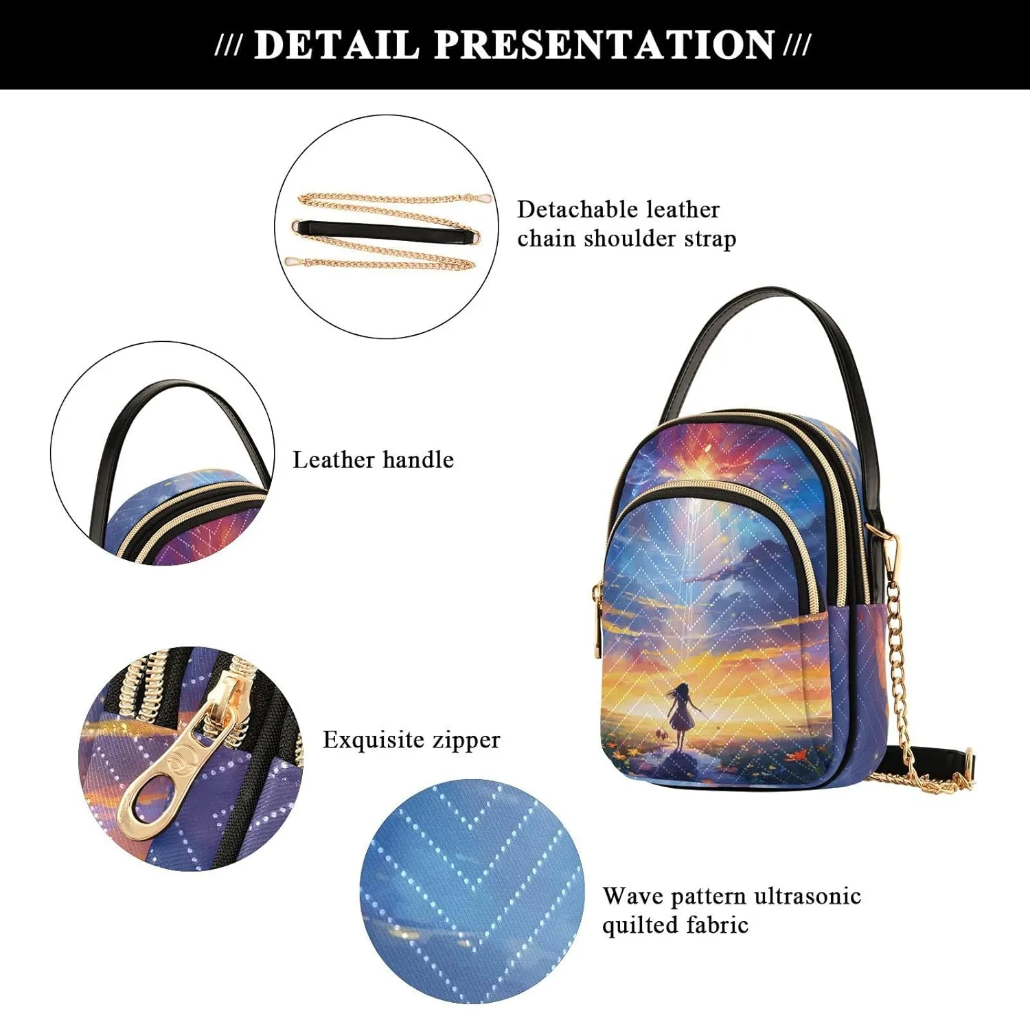 GAIGEO Fantasy World Flower Sea Crossbody Bag with Removable Strap, Women's Crossbody, Fashion Crossbody Bags for Women